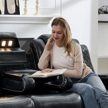Load image into Gallery viewer, Black Power Reclining Sofa with Wireless Charger, Reading Light, Faux Leather, LED Lighting, AC/USB Ports, and Cup Holder for Living Room