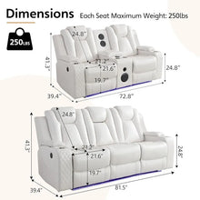 Load image into Gallery viewer, Black Power Reclining Sofa with Wireless Charger, Reading Light, Faux Leather, LED Lighting, AC/USB Ports, and Cup Holder for Living Room