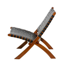 Load image into Gallery viewer, Woven Leather Folding Chair with Brown Wood Frame - Available in Black or Brown - Roche River Decor