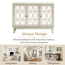Load image into Gallery viewer, Mirrored Buffet Cabinet with Glass Doors and Silver Handles - 3 - Door Sideboard for Living Room, Hallway, and Dining Room
