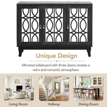 Load image into Gallery viewer, Mirrored Buffet Cabinet with Glass Doors and Silver Handles - 3 - Door Sideboard for Living Room, Hallway, and Dining Room