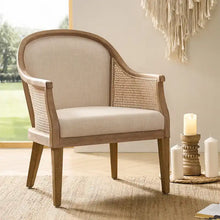 Load image into Gallery viewer, Danilo Solid Wood Armchair with Rattan Design and Sturdy Legs by HULALA HOME