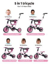 Load image into Gallery viewer, Newyoo TR008 5 - in - 1 Toddler Tricycle with Push Handle, Converts to Balance Bike for 1 - 3 Year Old, Khaki