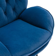 Load image into Gallery viewer, Velvet Swivel Accent Chair with Ottoman, Modern Chaise Lounge Chair with Metal Frame and Footstool, Comfy Armchair Reading Chair