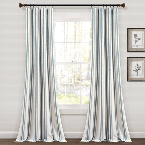 Lush Decor Farmhouse Stripe Yarn Dyed Cotton Window Curtain Panel Pair - 84