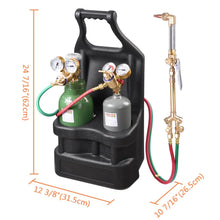 Load image into Gallery viewer, Yescom DOT Oxy Acetylene Torch Kit Gas Tank Brazing Welding Cutting Black Holder Gauge Portable Brass Nozzle Long Pipe Goggles Heavy Duty Oxygen