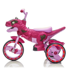 Load image into Gallery viewer, Xuanlur Kids Ride on Dinosaur Tricycle, Toddlers Kid Trike with Wide Flash Wheels, Anti - Slip Pedals, Rear Basket, Music &amp; LED Lights, Toddler Bike