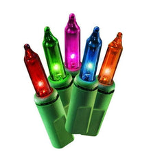 Load image into Gallery viewer, Holiday Time 100 Incandescent Mini Christmas Lights with Wire - Green &amp; Multicolor - 21 ft