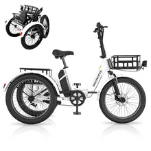 Load image into Gallery viewer, ABORON 3.0 Fat Tire Electric Trike for Senior Foldable E - Bike, 500W Motorized Tricycle Adult 20" Folding 3 Wheel Electric Commute Bike Trike W/48V