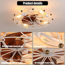 Load image into Gallery viewer, Industrial Cage Ceiling Fan - Low - Profile 7 - Blade Fan with Remote &amp; Light - Modern Rustic Cooling for Small Spaces