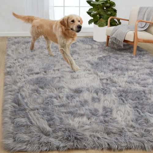 Gorilla Grip Fluffy Faux Fur Rug, Machine Washable Soft Furry Area Rugs, Rubber Backing, Plush Floor Carpets for Baby Nursery, Bedroom, Living Room