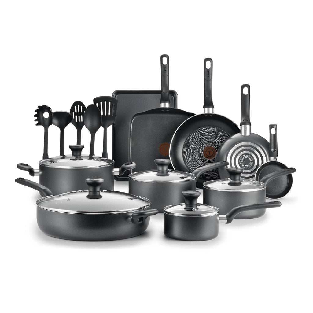 T - Fal Easy Care Nonstick Cookware, 20 Piece Set, Grey