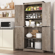 Load image into Gallery viewer, 71" Tall Farmhouse Kitchen Pantry Cabinet, 5 Layers Storage Cabinet with Adjustable Shelves, Farmhouse Pantry Cabinet with 4 Barn Doors