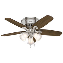 Load image into Gallery viewer, Hunter Builder Low Profile 42" Ceiling Fan with Light - Brushed Nickel