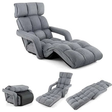 Load image into Gallery viewer, 6 - Position Adjustable Floor Sofa Bed, Folding Lazy Sofa Chaise Lounger Recliner with Armrests &amp; Footrests for Living Room, Bedroom &amp; Gaming