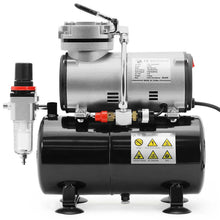 Load image into Gallery viewer, Pointzero 1/5 HP Airbrush Compressor with Air Tank, Regulator, Gauge and Water Trap - Quiet Portable Pump
