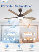 Load image into Gallery viewer, Zardon 52 in Black Ceiling Fan with LED Light and Remote, Downrod 6-Speed and Quiet Reversible DC Motor for Bedroom, Living Room, Indoor