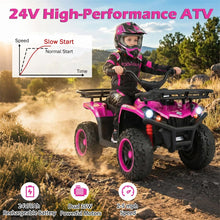 Load image into Gallery viewer, 24V Kids ATV Ride On Quad, Electric 4 Wheeler Toy with 5Mph Max Speed, LED Headlights, Music, Front &amp; Rear Storage for Boys Girls