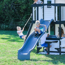 Load image into Gallery viewer, Backyard Discovery Canyon Creek Cedar Wood Swing Set with Wave Slide, Clubhouse, Play Kitchen, Picnic Area, Swings and Rock Wall