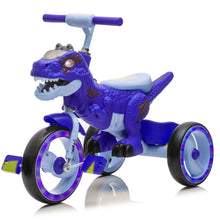 Load image into Gallery viewer, Xuanlur Kids Ride on Dinosaur Tricycle, Toddlers Kid Trike with Wide Flash Wheels, Anti - Slip Pedals, Rear Basket, Music &amp; LED Lights, Toddler Bike