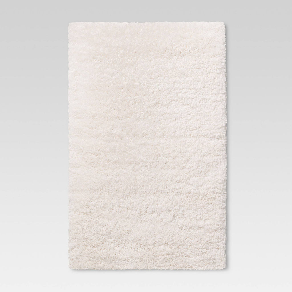 2'6"x3'10" Plush Shag Washable Accent Rug Cream - Room Essentials