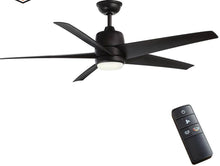 Load image into Gallery viewer, Hampton Bay 99919 Mena 54 in. White Color Changing Integrated LED Indoor/Outdoor Matte Black Ceiling Fan with Light Kit and Remote Control