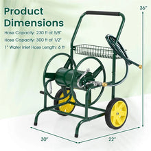 Load image into Gallery viewer, Garden Hose Reel Cart Holds 230FT of 5/8" Hose, Heavy - Duty Hose Cart with 2 Wheels &amp; Storage Basket, Portable Water Hose Organizer for Yard