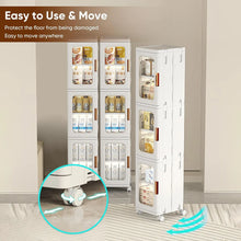 Load image into Gallery viewer, Slim Kitchen Pantry Storage Cabinet with Doors and Shelves, 3 - Tiers Plastic Narrow Storage Organizer Collapsible