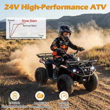 Load image into Gallery viewer, 24V Kids ATV Ride On Quad, Electric 4 Wheeler Toy with 5Mph Max Speed, LED Headlights, Music, Front &amp; Rear Storage for Boys Girls