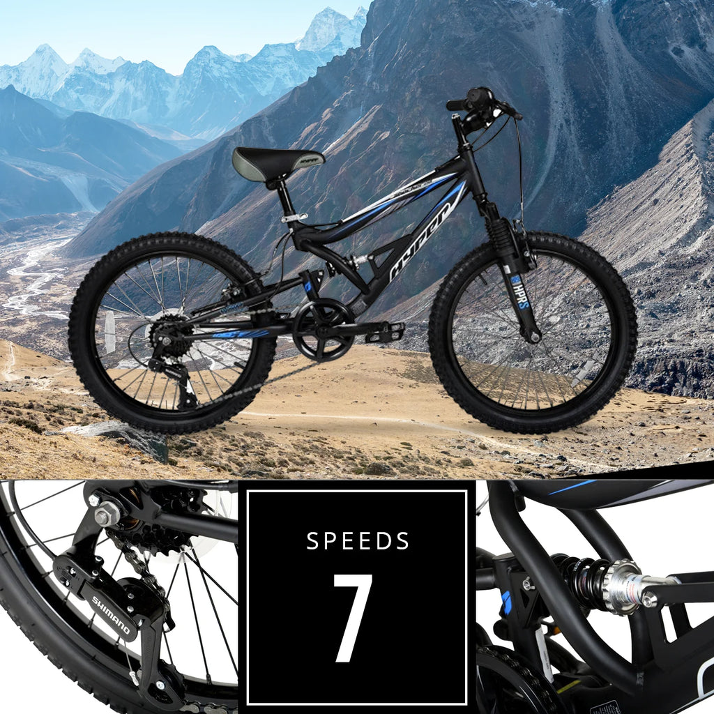 Hyper Bicycles 20" Boys Shocker Mountain Bike, Kids, Black, Recommended Age Group 8 to 13 Years Old