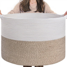 Load image into Gallery viewer, INDRESSME Large Laundry Basket, 21.7'' x 13.8'' Cotton Rope Blanket Basket Living Room Toy Baskets Storage Kids, Woven Baskets for Dirty Clothes,