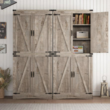 Load image into Gallery viewer, 71" Tall Farmhouse Kitchen Pantry Cabinet, 5 Layers Storage Cabinet with Adjustable Shelves, Farmhouse Pantry Cabinet with 4 Barn Doors