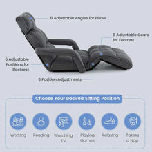 Load image into Gallery viewer, 6 - Position Adjustable Floor Sofa Bed, Folding Lazy Sofa Chaise Lounger Recliner with Armrests &amp; Footrests for Living Room, Bedroom &amp; Gaming