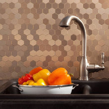 Load image into Gallery viewer, Aspect Peel and Stick Backsplash 11in x 4in Honeycomb Champagne Matted Metal Tile for Kitchen Bathrooms 3-Pack