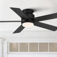 Load image into Gallery viewer, Casa Vieja 52" Grand Palm Modern Outdoor Hugger Ceiling Fan with Dimmable LED Light Remote Control Matte Black White Opal Glass Damp Rated for Patio