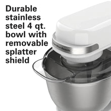 Load image into Gallery viewer, Hamilton Beach 4 Quart Stand Mixer for Kitchen, 7 Speeds, Tilt - Head, Dough Hook, Whisk &amp; Flat Beater, White