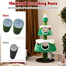Load image into Gallery viewer, 60" Christmas Cat Tree for Indoor Cats, Modern Holiday Cute Cat Tree Tower with 2 Condos, Sisal Scratching Posts, Spring Toy &amp; Removable Beds